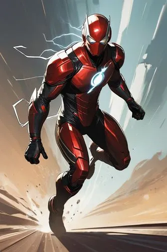  Game character design, full body,ironman,accel,iron man,steel man,iron,ultraman,vakama,metroid,speedman,rinzler,ironhide,cliffjumper,red super hero,battlesuit,accelerate,gantman,ironist,superspeed,ir