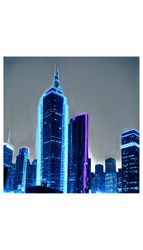 Cool Facebook Cover Photo, panoramic view, cityscape at night, skyscraper, neon lights, futuristic, abstract shapes, low-angle shot, cinematic lighting, vibrant colors, 3D-like effects, glossy finish,