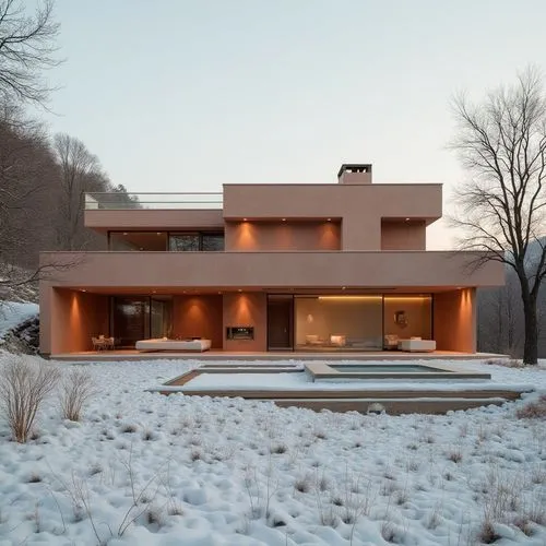  ,a large modern house with a pool in the yard,winter house,mid century house,dunes house,modern house,house in the mountains,cantilevers,eisenman,house in mountains,breuer,cantilevered,modern archite