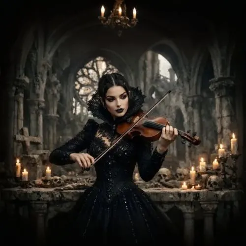 a woman in a black dress and a violin,violin woman,violin,woman playing violin,violinist,violinist violinist,baroque,evanescence,malefic,virtuoso,playing the violin,violins,violin player,inamorata,cel