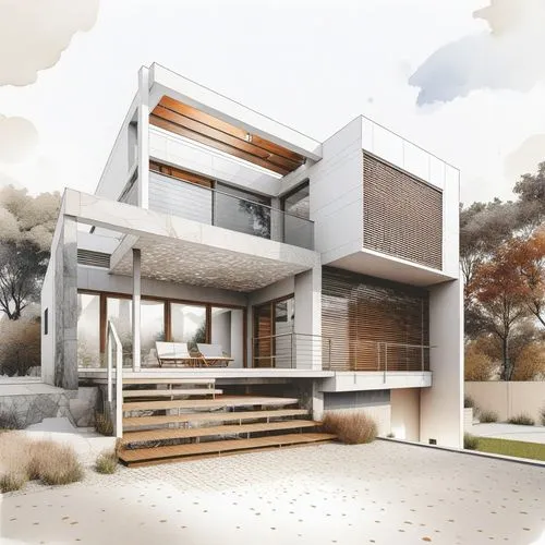 3d architectural rendering of a home in the desert,modern house,3d rendering,house drawing,revit,sketchup,eichler,renders,render,cantilevers,passivhaus,mid century house,renderings,corbu,neutra,prefab