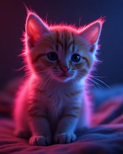 kitten,a small kitten is sitting in front of the camera,pink cat,ginger kitten,kittenish,cute cat,red tabby,red cat,kitten,light fur,the pink panter,cat on a blue background,ginger cat,blossom kitten,