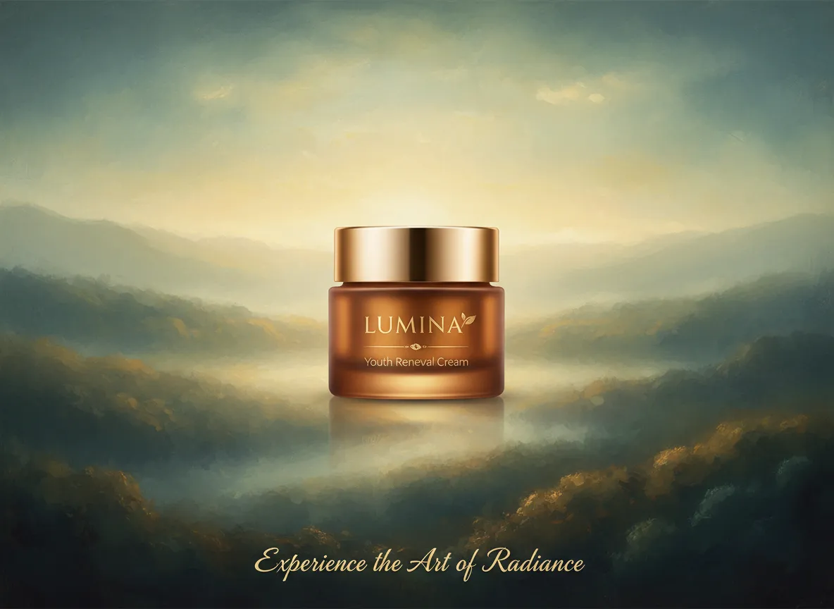 Un poster pubblicitario di un prodotto in cui il prodotto è a fuoco nitido e lo sfondo presenta un bellissimo effetto soft focus sfocato in stile Sfumato.