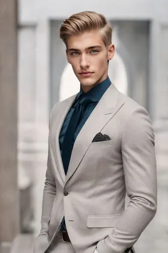 the young man is dressed in a gray suit and blue tie,men's suit,zegna,sportcoat,men clothes,tailcoats,men's wear