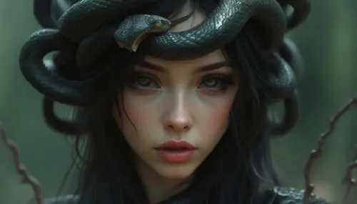 gothel,medusa,fantasy portrait,serpent,morwen,serpents,pointed snake,vipera,hecate,gorgon,sigyn,mervat,hekate,lamia,kahlan,fantasy art,narcissa,snake charming,naga,tentacular