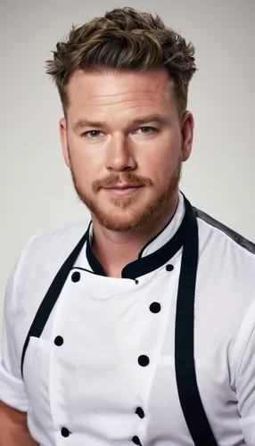 Imagine Ryan O'Nan as a skilled chef in a culinary competition reality TV show.,chef,men chef,meat kane,irish beef,beef rydberg,beef mince,chef hat,chef's uniform,ginger rodgers,cooking show,cordon bl