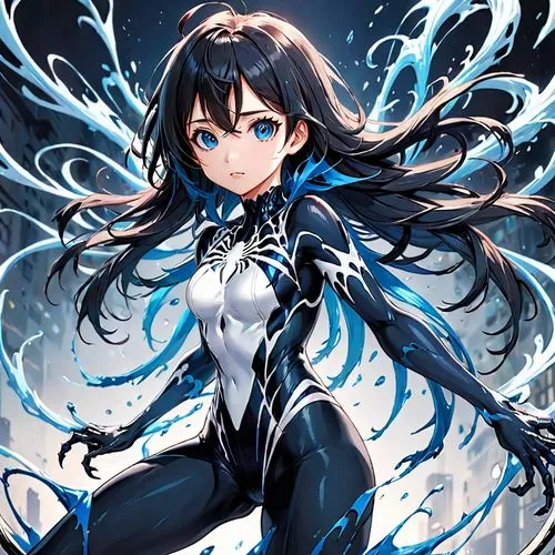 White symbiote with blue details, female body,garrison,sayaka,brs,noire,nowa,morphogenetic,ayase,ainata,setsuna,sayoko,winterblueher,ice queen,cortana,kiyoko,asagi,bluefire,yukino,blackfire,aquas,pale