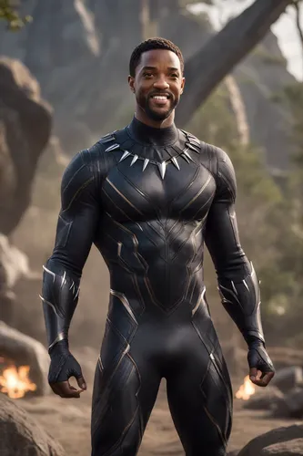 Incorporar rosto sem alterações ao Pantera Negra,steel man,a black man on a suit,capitanamerica,muscle man,venom,morgan,human torch,avenger,black man,the suit,canis panther,hero,3d man,captain america