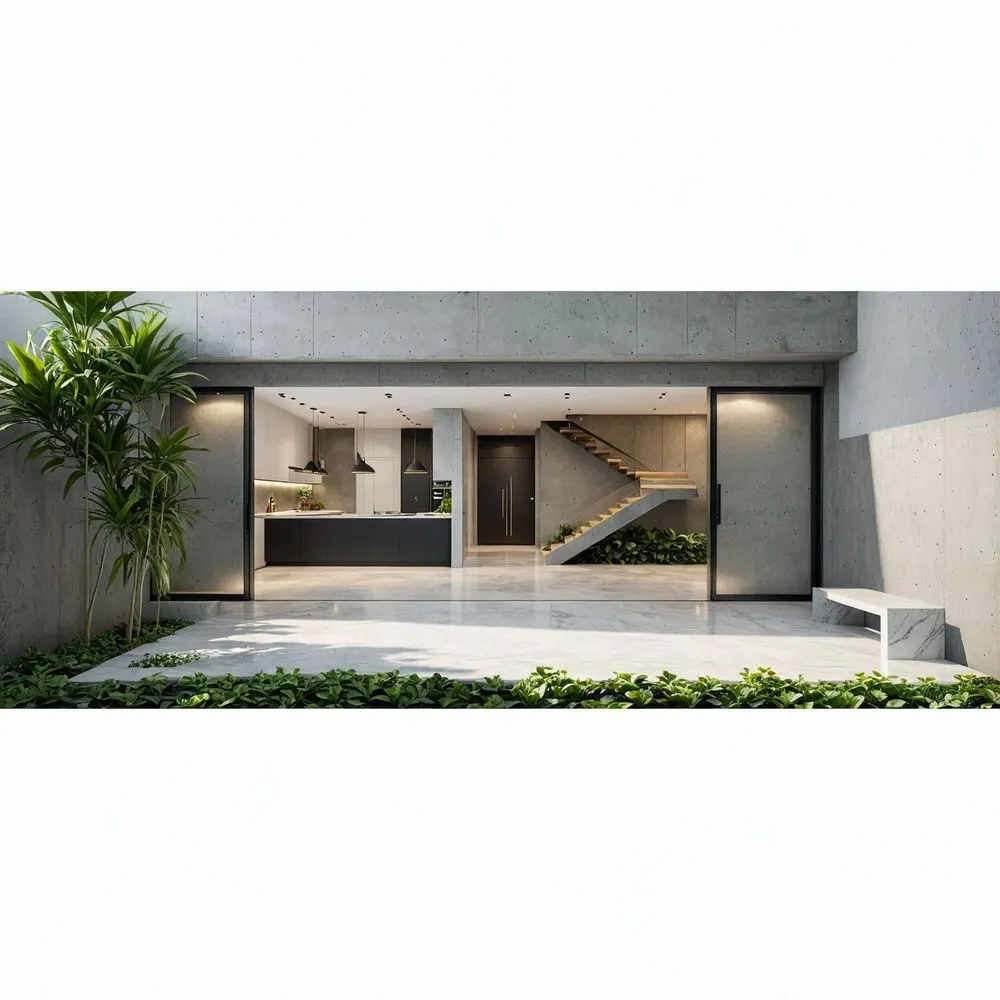 an empty contemporary house with an open concept