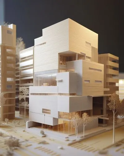 model of a building made out of wooden,prefabrication,prefabricated,prefab,passivhaus,unbuilt,cubic house