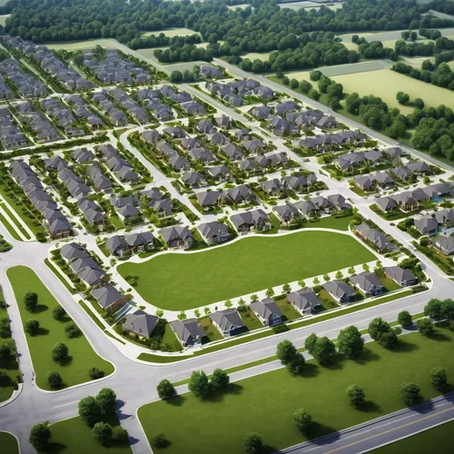 Create a concept subdivision plan for an urban community with 50 plots that is modular, modern, and contemporary.,new housing development,suburban,housing estate,suburbs,urban development,residential 