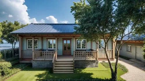 
Seam roof.,a small home that is in a yard,holiday villa,verandas,holiday home,verandahs,summer house,annexe,verandah,danish house,bungalow,summerhouse,wooden decking,inverted cottage,chalet,summer co