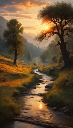 The landscape painting is simple and beautiful, based on "dead vines, old trees, fainting crows, small bridges and flowing water". The picture shows an ancient road and a skinny horse in the distance.