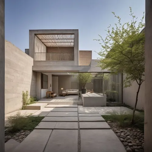 dunes house,modern house,mid century house,exposed concrete,modern architecture,archidaily,3d rendering,residential house,contemporary,corten steel,courtyard,cubic house,residential,concrete construct