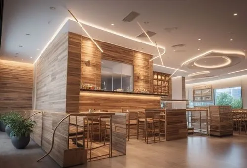 a modern looking restaurant with wooden counter tops,interior modern design,modern kitchen interior,modern kitchen,wood casework,search interior solutions,contemporary decor,core renovation,modern dec
