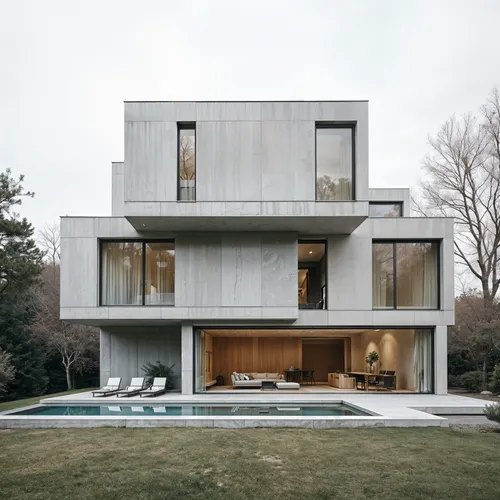 Modern Villa, Modern, Layered volumes, Polished stone,the building is surrounded by large grass and a pool,breuer,exposed concrete,modern house,cubic house,cantilevered,modern architecture,concrete,co