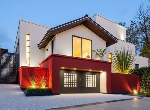 BANQUETA DE CONCRETO Y ACCESO PARA COCHERA
,an evening view of the front of a home,modern house,modern architecture,landscape design sydney,modern style,landscape designers sydney,beautiful home,exter