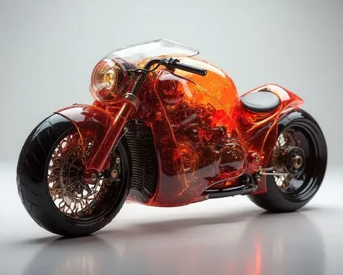 A futuristic gaa motorcycle designed for the urban commuter. The body is sleek and compact, with sharp, angular lines and a lightweight aluminum frame. The wheels are integrated into the body to minim