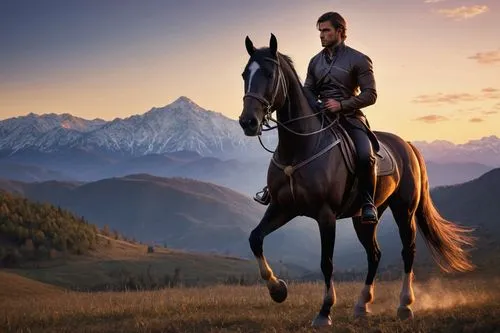 muscular male, horse-human hybrid, majestic appearance, strong legs, horse's body, human upper body, handsome face, short hair, piercing eyes, muscular chest, defined waist, horse's tail, hooves, leat