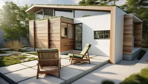 an image of a house that has a sitting area,prefab,prefabs,prefabricated,prefabricated buildings,renders,pool house