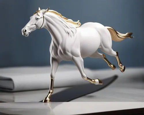 a statue of a white horse is galloping on the ground,golden unicorn,a white horse,albino horse,equus,constellation unicorn,pegaso,white horse,prancing horse,arabian horse,pegasys,dream horse,lipizzan,