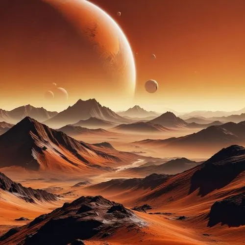 a picture from an alien planet with mountains and sand,red planet,barsoom,alien planet,dune landscape,arrakis,alien world,desert planet,planet mars,gliese,exoplanets,lunar landscape,mars,exoplanet,fir