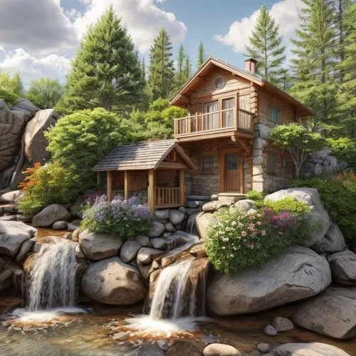 summer cottage,house in mountains,the cabin in the mountains,house by the water,house in the mountains,small cabin,house in the forest,idyllic,house with lake,cottage,home landscape,log cabin,fisherma