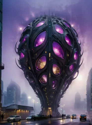 futuristic architecture,futuristic landscape,toroid,glass sphere,the energy tower,hypersphere,solar cell base,hub,alien ship,electric tower,cellular tower,fantasy city,sky space concept,biospheres,fut