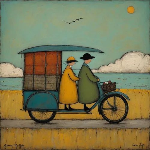 some cause happiness wherever they go and some whenever they go,rickshaw,mostovoy,vincent van gough,rickshaws,tandem bike,woman bicycle,autorickshaw,elderly couple,quadro,trishaw,transport,transportad