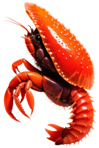 Crawfish, freshwater crustacean, orange-red shell, white belly, big eyes, claws snapping, water droplets, morning dew, close-up shot, shallow depth of field, soft natural light, warm color tone, high-