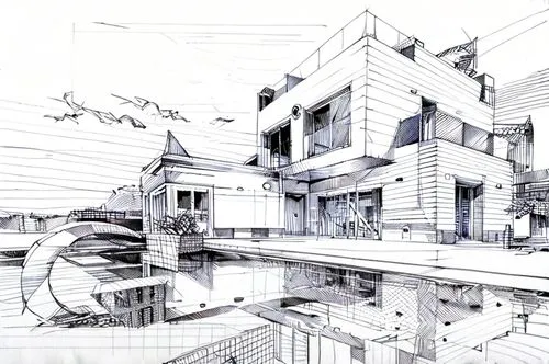 DC COMICS,kirrarchitecture,habitat 67,japanese architecture,house drawing,asian architecture,architect,residential,architect plan,futuristic architecture,mono-line line art,arhitecture,isometric,archi
