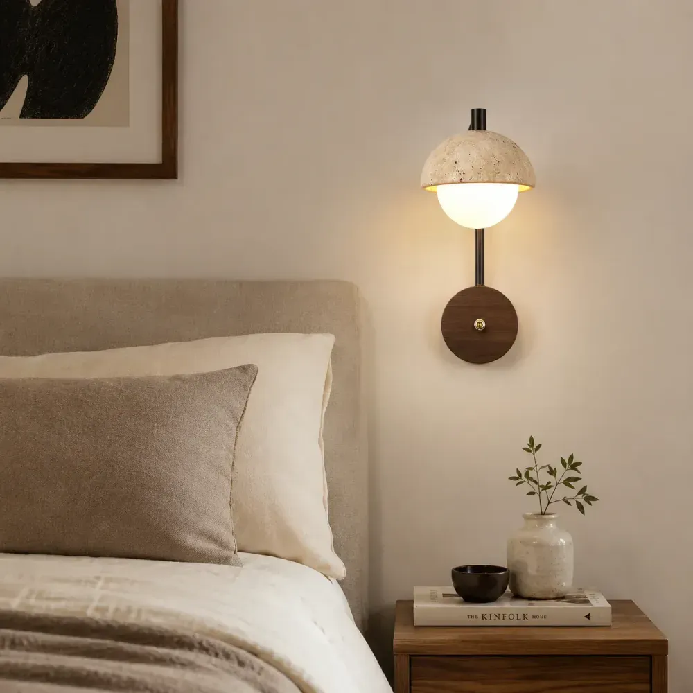 Tavrele Travertine Globe Wall Lamp