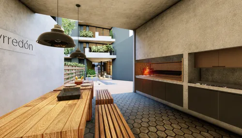the interior of a building with benches in front of a fire place,pizza oven,modern kitchen interior,modern kitchen,firebrick,fireplaces,barbecue area,fire place,interior modern design,fireplace,kitche