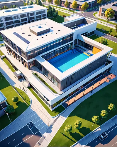 Information about exterior design, exterior decoration, modern school ideas, and more.,modern architecture,3d rendering,school design,new building,modern building,biotechnology research institute,mode