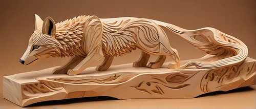 Carve a rustic wood sculpture of a majestic wildlife animal.,wood carving,carved wood,wood art,gryphon,wood rabbit,wooden horse,wooden sheep,animal figure,carved,sand fox,kitsune,carving,made of wood,