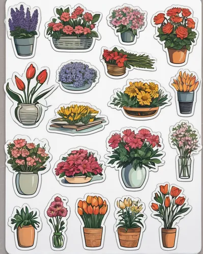 Richard Estes. Flower shop,flowers png,clipart sticker,potted plants,cartoon flowers,flowerpots,flower pots,flowering plants,potted flowers,plants in pots,scrapbook clip art,retro flowers,houses clipa