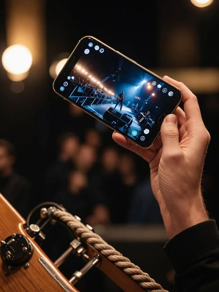 a person taking a photo of someones performance
