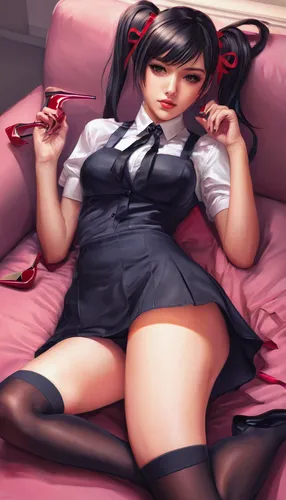 masterpiece,     lying  , yandere, stockings, high heels, ponytail,   ,secretary,honmei choco,ganmodoki,schoolgirl,mousepad,maid,valentine pin up,siu mei,nico,playmat,mini,girl at the computer,futon,c