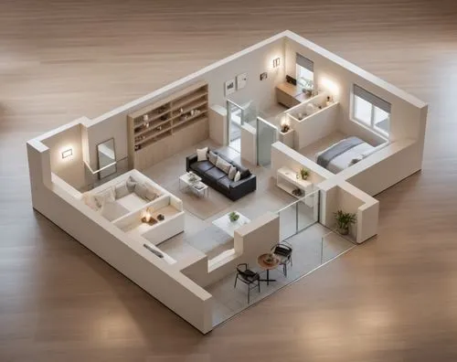 3D Floor plan, Modern home,a plan of a living room with couches and kitchen,floorplan home,modern room,floorplans,smart home,home interior,habitaciones,Photography,General,Realistic