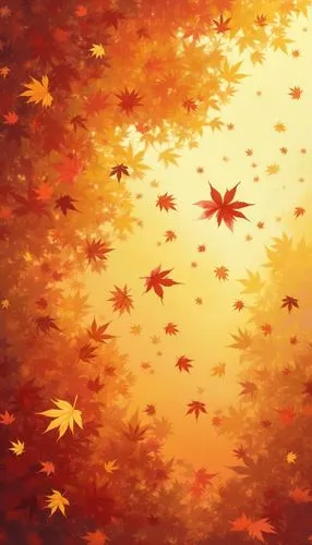 "Create a November wallpaper featuring falling maple leaves swirling in the wind. Use a vibrant mix of red, orange, and yellow to capture the colors of late autumn."
,an abstract painting of autum