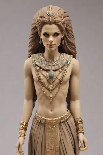a close up of a doll with a dress and jewelry on,gandhari,figurine,frigga,kshetra,zarahemla,doll figure,miniature figure,apsara,ancient egyptian girl,panchali,female doll,inanna,3d figure,ashoka,asher