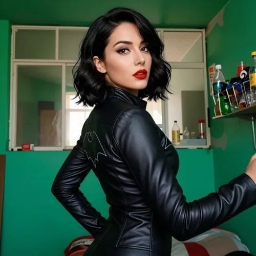 leather jacket,leather,latex,leathery,catsuit,black leather,domino,perfecta,fabulous,adore,red lips,mesmerizing,veronica,red lipstick,black suit,leatherette,jacket,catsuits,vixen,splendor