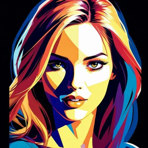 ((COMIC ART), grafic novelle, master piece.
PICTURE OF A
Stunning, sultry female.,a beautiful blonde woman's face in the colorful light,pop art style,cool pop art,pop art woman,wpap,pop art girl,vecto
