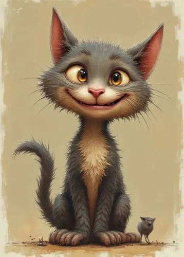 a little gray cat sitting next to a rat,cute cartoon character,cartoon cat,cartoon animal,cute cartoon image,tom cat,cat cartoon,cute cat,pip,funny cat,cat vector,cat look,cartoon character,catty,weas