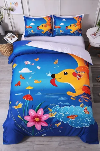 4 pcs/set Bedclothes Bedding Set With Pillowcase Duvet Cover Sets Bed Linen Single Double Full King Size Covers,duvet cover,bedding,bed linen,waterbed,aquarium decor,tropical fish,aquatic bird,koi fis