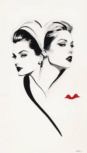Happy Valentine's Day，love shape
,art deco woman,fashion illustration,italian poster,art deco,vintage illustration,women silhouettes,vintage man and woman,vintage art,hepburn,gena rolands-hollywood,re