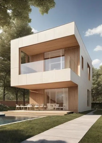 shown, in the style of detailed penciling, futuristic design, steven holl, photorealistic compositions, light brown and white, iso 200, detailed sketches,modern house,3d rendering,modern architecture,