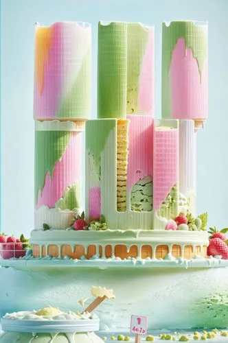 Ice cream, delicious fruit ice cream, a huge ice cream,there is a cake and plate with frosting,lego pastel,neon cakes,cupcake background,cupcake paper,layer cake,basil's cathedral,pastel wallpaper,hig