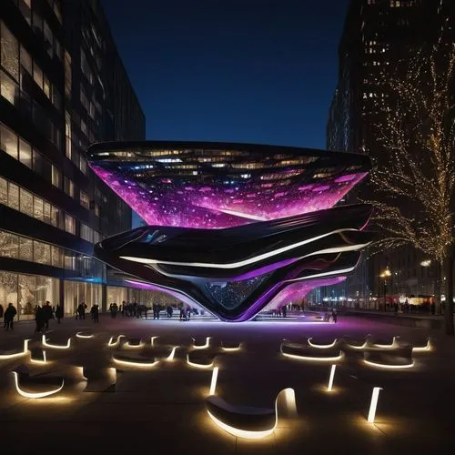 Christmas Zaha Hadid design inception architecture with christmas light all over the architecture in New York City experience designed to be entered and explored. Explore how distinct architectural st