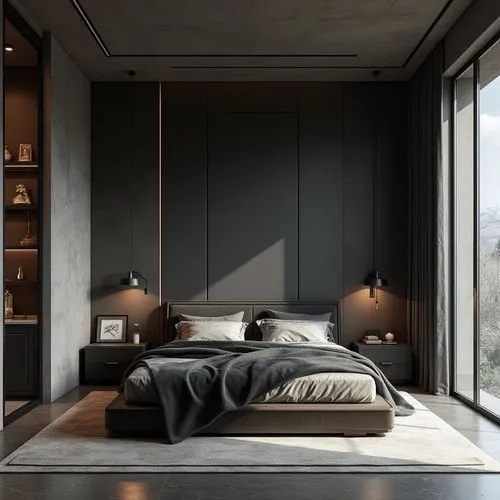  ,a large bed sitting next to tall windows,bedroom,minotti,chambre,modern room,bedrooms,sleeping room,headboards,danish room,headboard,great room,bedchamber,guest room,donghia,amanresorts,interior des